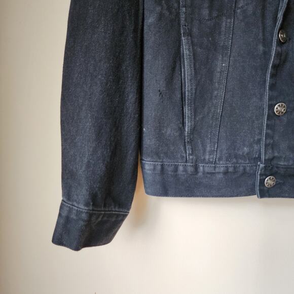 Vtg Todays News Denim Jean Jacket Mens Size Small Black Button Up Ghost Dance - Picture 6 of 13